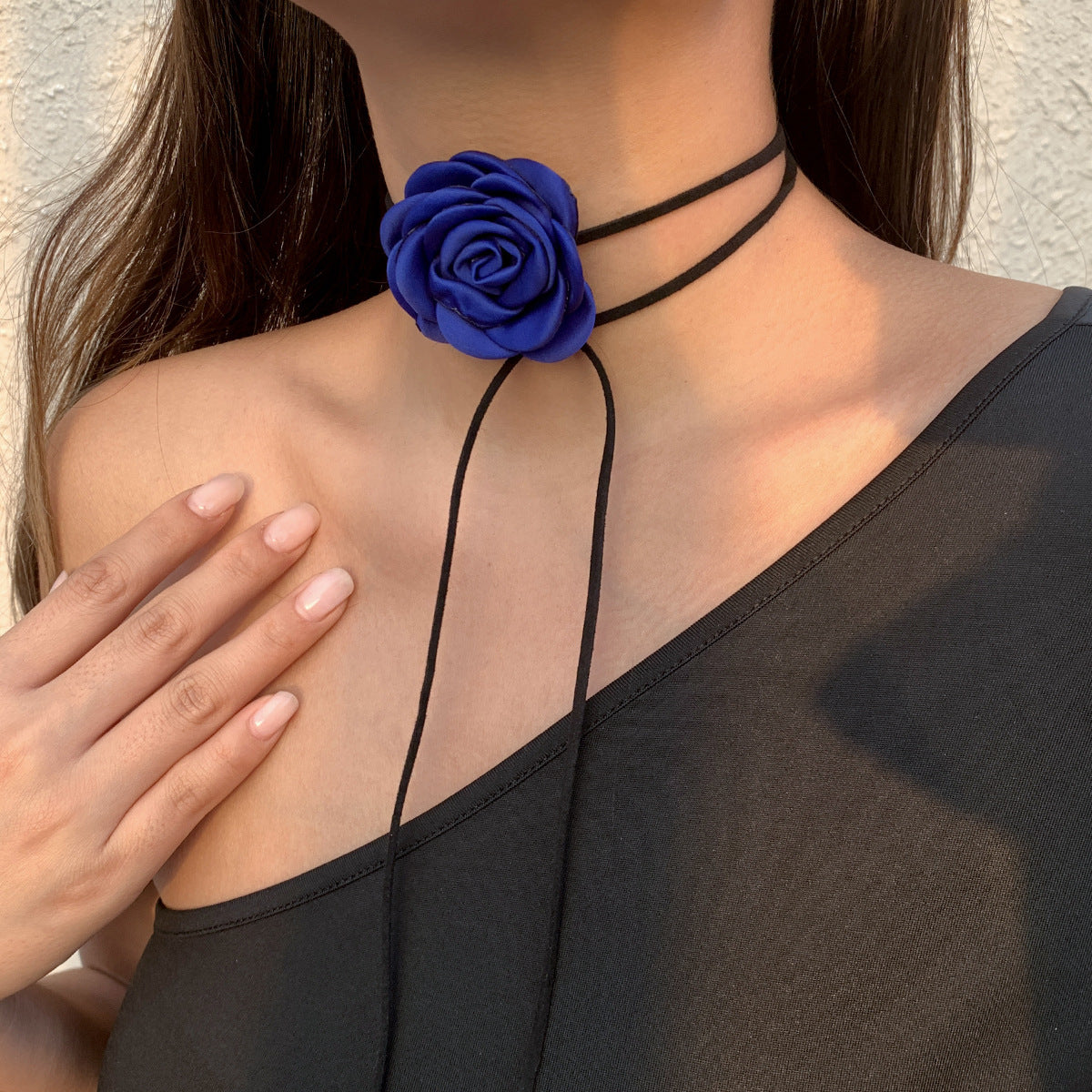 Rose Necklace - Styling Rose Choker - Creative Long DIY Floral Choker - Velvet Choker Necklace - Gift for Her