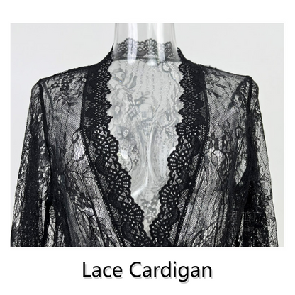 Patterned Lace Robe, Sexy Mesh Robe, Lace Temptation See-through Pajamas, Women's Loungewear, Can be worn outside