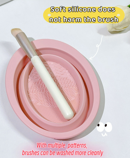 Mini Foldable Silicone Makeup Brush Bowl - Makeup Brush Cleaner