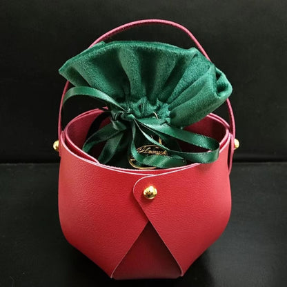 Christmas gift bag, small leather bucket, wedding companion gift bag, handheld candy gift bag, DIY material bag