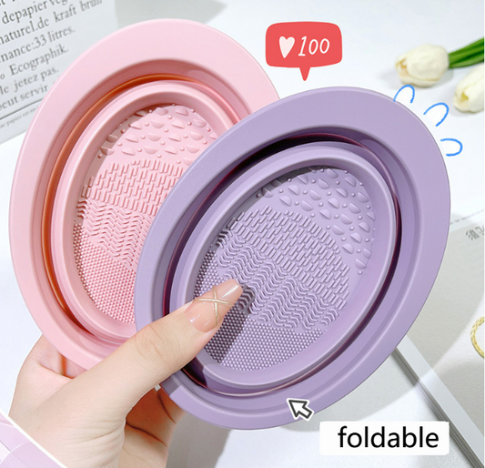 Mini Foldable Silicone Makeup Brush Bowl - Makeup Brush Cleaner