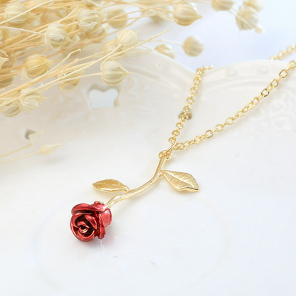 New Jewelry - Vintage Red Rose Pendant Necklace - Valentine's Day Gift - For Girlfriend - Creative Gift