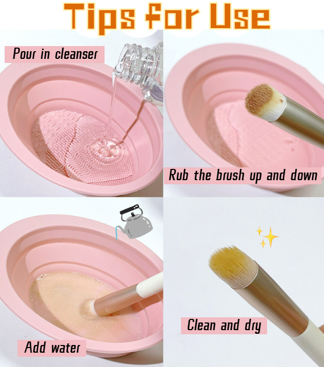 Mini Foldable Silicone Makeup Brush Bowl - Makeup Brush Cleaner