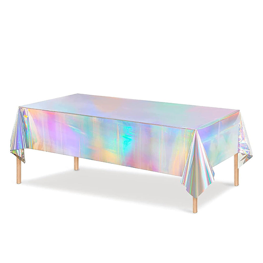 Disposable Tablecloth Rainbow Laser Tablecloth Plastic Tablecloth Christmas Birthday Party Plain Laser Tablecloth