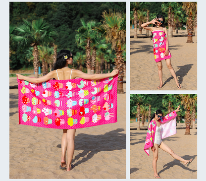 Super Absorbent Microfiber Beach Towel Oversize Active Print Quick Dry Swim Towel For Adult