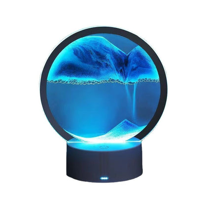 Creative 3D Sand Painting Table Lamp, Night Light, Dynamic Hourglass Ornament, Gift for Her, Desk/Office Ornament