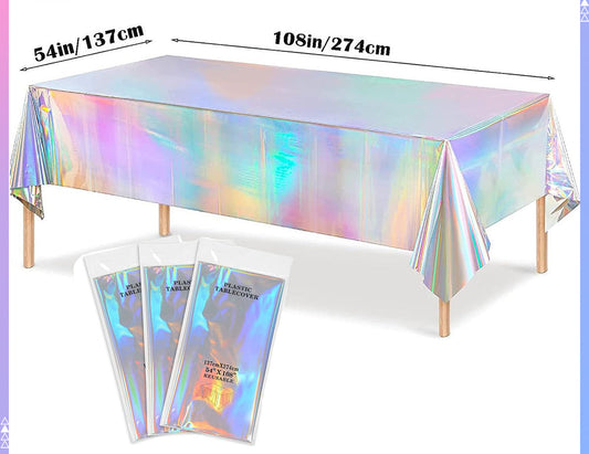 Disposable Tablecloth Rainbow Laser Tablecloth Plastic Tablecloth Christmas Birthday Party Plain Laser Tablecloth