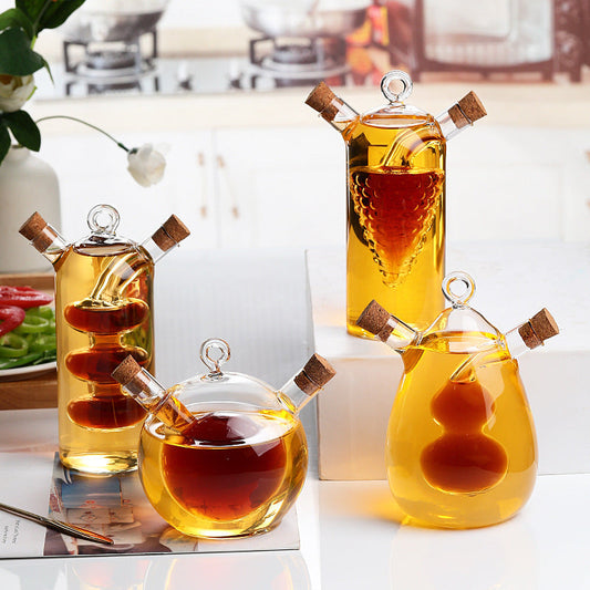 Hand-made Glass Bottle, Heat-resistant Glass Soy Sauce Vinegar Bottle, Creative Dual-use Pot, Sealed Oil Pot, Seasoning Sauce Vinegar Oil Bottle for Kitchen