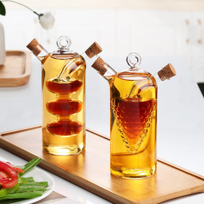 Hand-made Glass Bottle, Heat-resistant Glass Soy Sauce Vinegar Bottle, Creative Dual-use Pot, Sealed Oil Pot, Seasoning Sauce Vinegar Oil Bottle for Kitchen